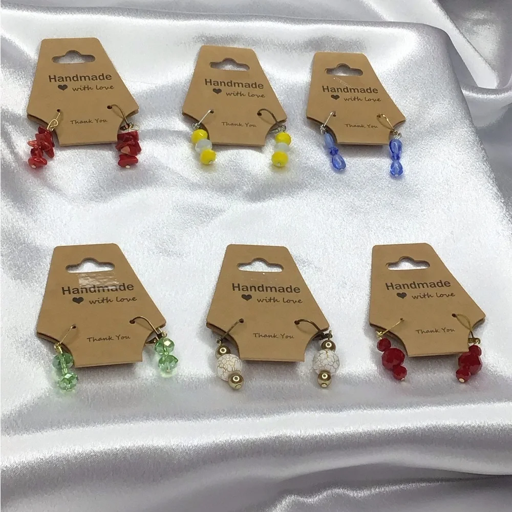 Handmade Beaded Dangle Earrings - Assorted Colors